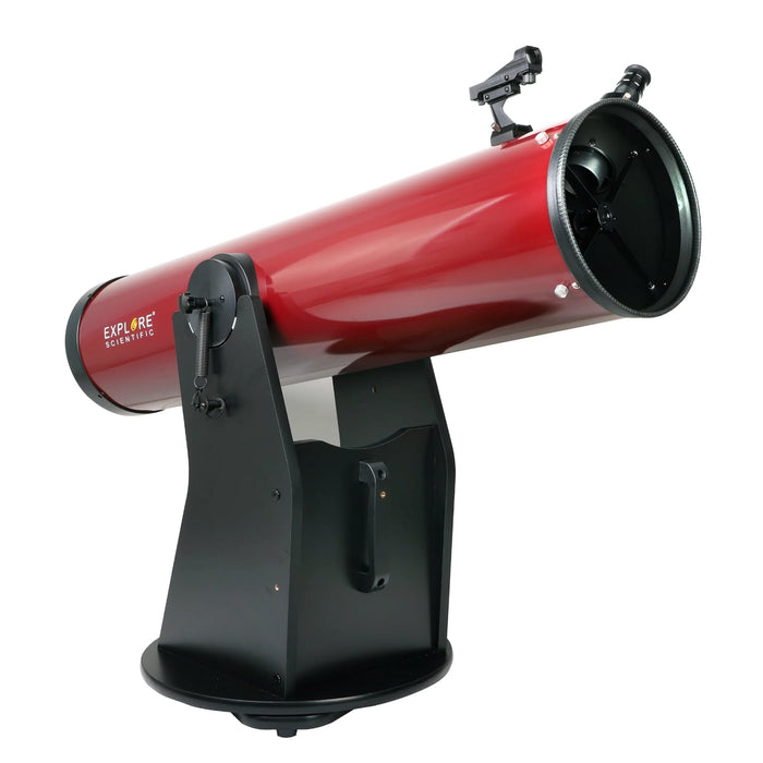 Explore Scientific 8-Inch Dobsonian Reflector Telescope in Red Body Front View Profile