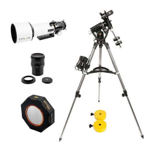 Explore Scientific ED80-FCD100 Series Air-Spaced Triplet Refractor Telescope with iEXOS-100-2 Solar Photography Starter Package