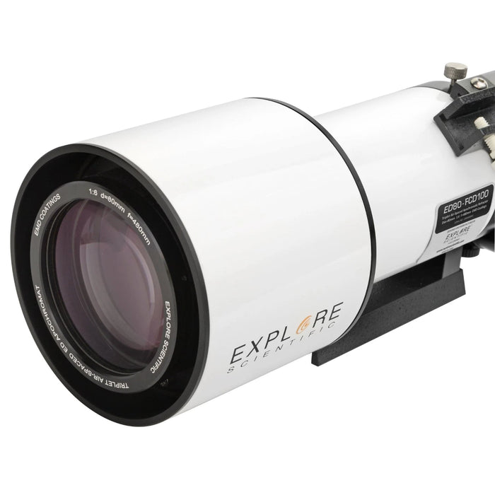 Explore Scientific ED80-FCD100 Series Air-Spaced Triplet Refractor Telescope with iEXOS-100-2 Solar Photography Starter Package Objective Lens