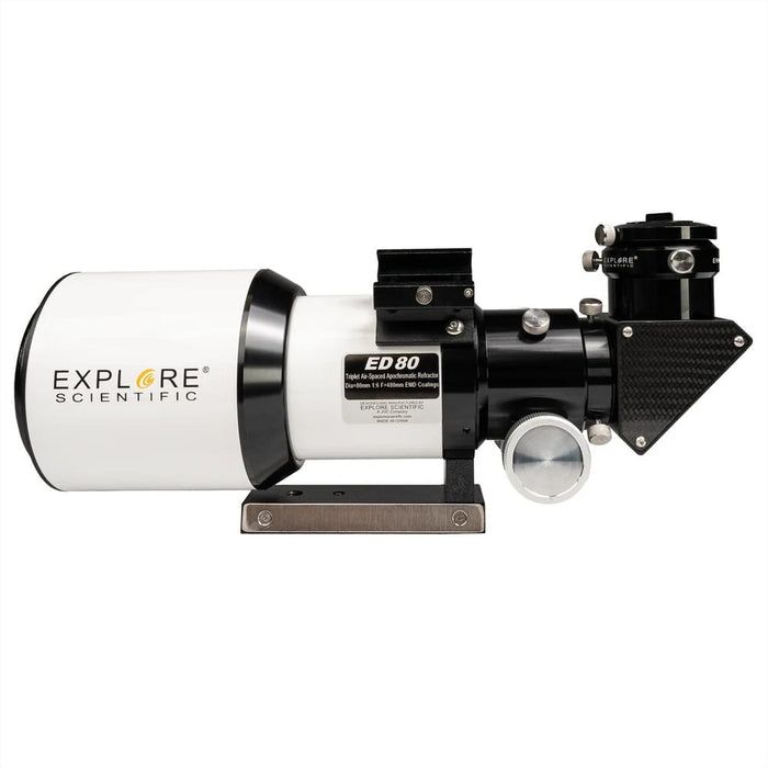 Explore Scientific ED80 Triplet Refractor with iEXOS-100-2 GoTo Mount and Field Flattener - ED80 Triplet Refractor Side Profile