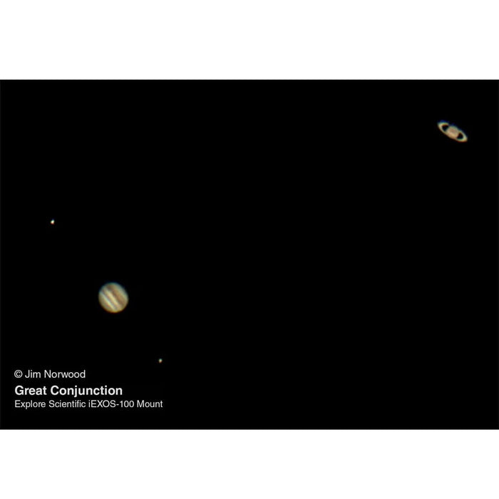 Explore Scientific ED80 Triplet Refractor with iEXOS-100-2 GoTo Mount and Field Flattener - Jupiter and Saturn Astrophotography Example