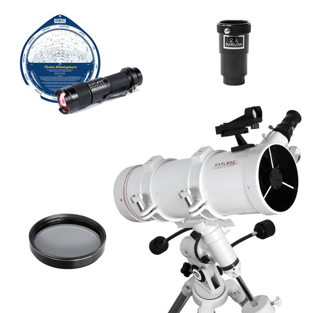 Exploer Optics Explore FirstLight 114mm Newtonian Telescope Ultimate Bundle Package ...