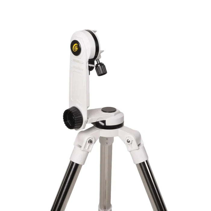 Explore Scientific FirstLight 80mm CF Refractor and Sidara Nano Alt-Az Mount - White Alt-Azimuth Mount Head on Tripod without Control Handles