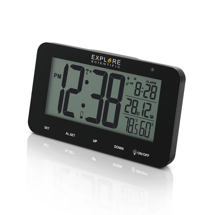 Explore Scientific Large Display Radio Controlled Alarm Clock in Black
