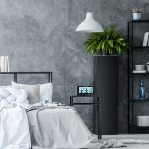 Explore Scientific Large Display Radio Controlled Alarm Clock in Black Lifestyle Photo