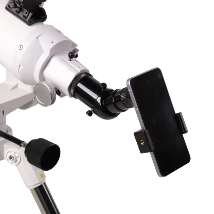 Explore Scientific Sidara Essential 102 Refractor Telescope with Alt-Az Mount & SkyAssist - Smartphone Holder Mounted Close-Up
