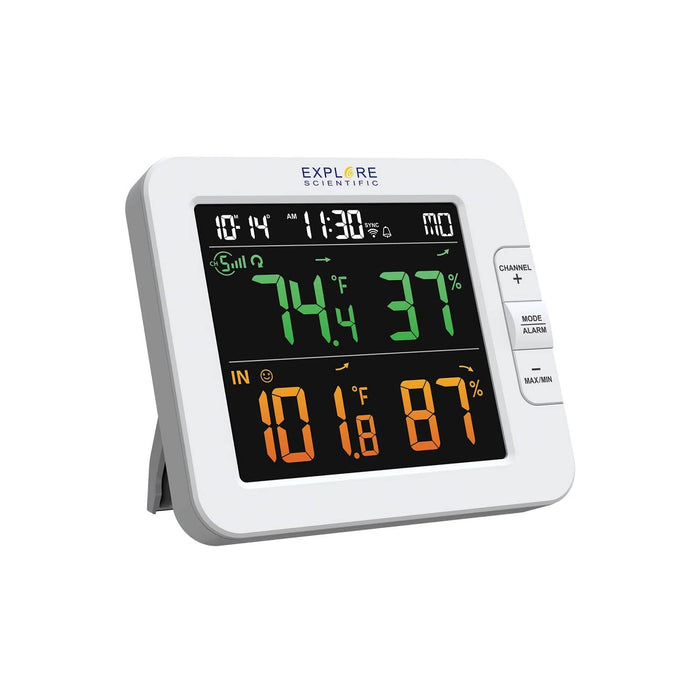 Explore Scientific Smart Multi-Channel Weather Station with Wireless Sensor Body Side Profile Left
