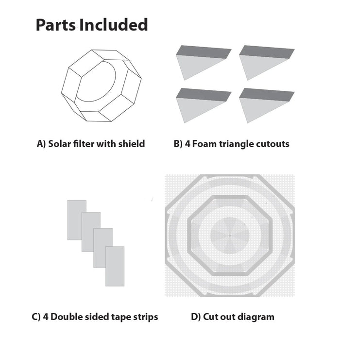Explore Scientific Sun Catcher Variable Large Aperture Solar Filter Parts Included