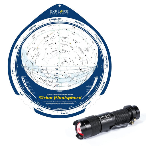 Explore Scientific Tirion Double-Sided Multi-Latitude Planisphere North Part and Astro R-Lite 