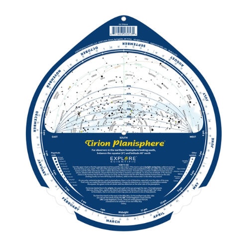 Explore Scientific Tirion Double-Sided Planisphere Star Map for National Geographic NG114mm Newtonian Telescope with Equatorial Mount - Ultimate Bundle Package Tirion Double-Sided Planisphere Star Map
