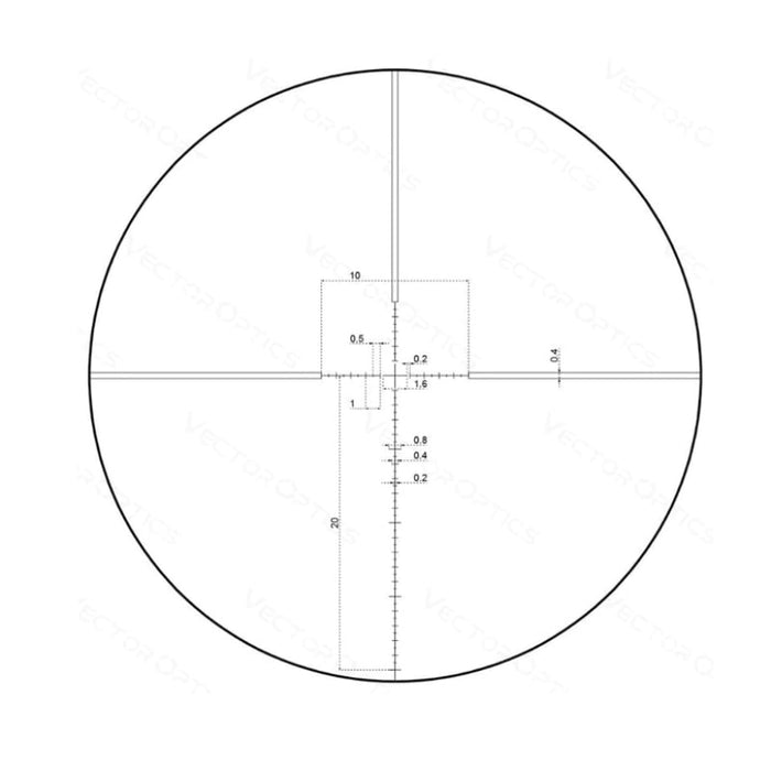 German Precision Optics GPO Centuri 4-16x44i-mm FFP Super Compact Riflescope MIL-FFP Reticle Diagram