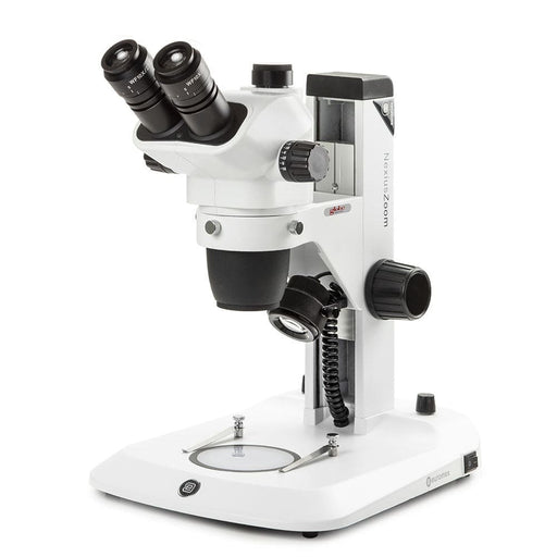Globe Scientific Euromex NexiusZoom EVO Trinocular Microscope, 0.65x to 5.5x Zoom Objective with Rack & Pinion Stand - Model #ENZ-1703-S