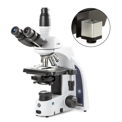 Globe Scientific Euromex iScope Trinocular Microscope EWF 10x/22mm Eyepiece, Quintuple Nosepiece Plan Phase plus Mini-Camera with 13-inch HD Screen - Model #EIS-1153-PLPHI-HDS