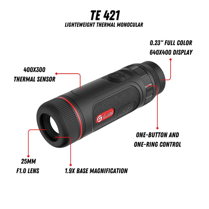 Guide TE421 1.9X 400x300 25mm Thermal Monocular - Features