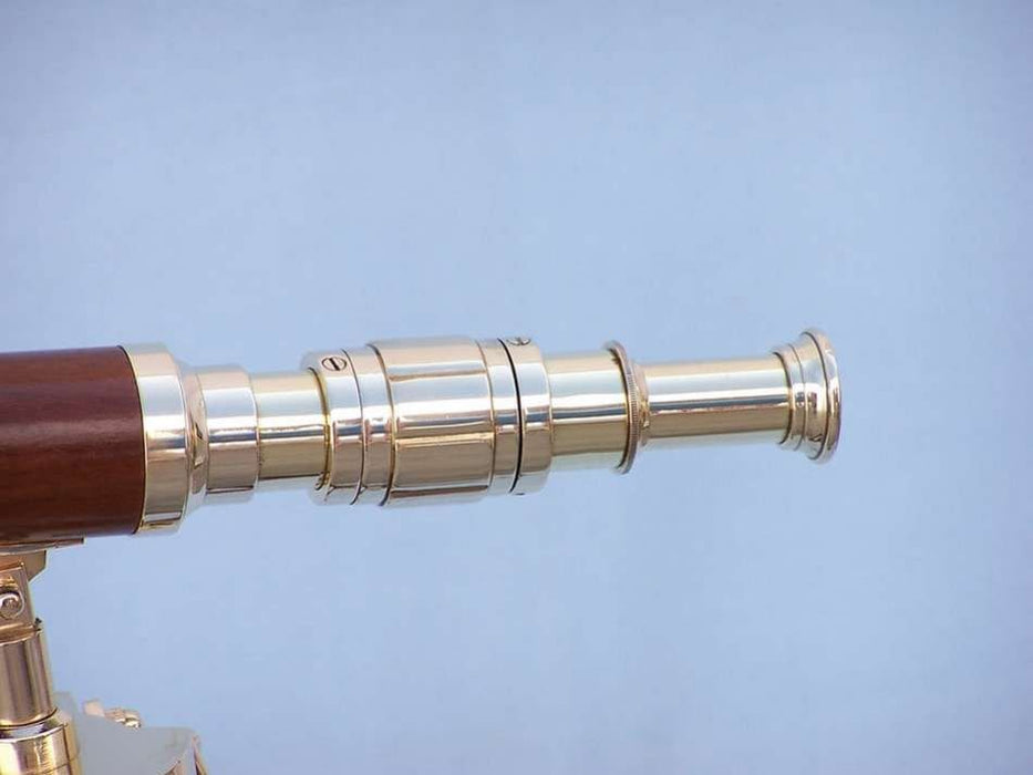 Hampton Nautical 30-Inch Floor Standing Harbor Master Brass/Wood Telescope Eyepiece