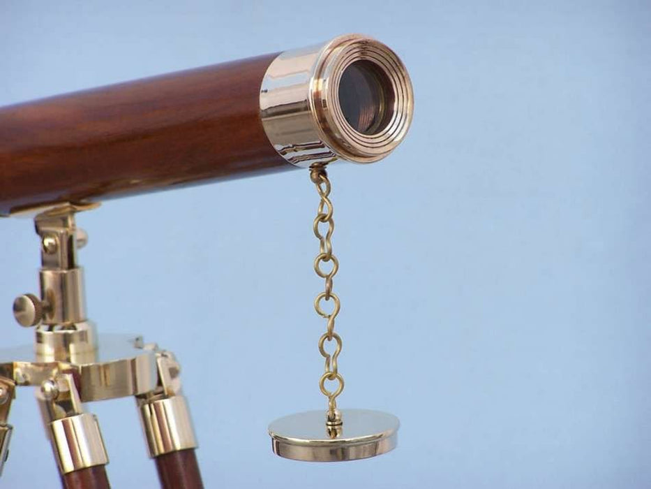 Hampton Nautical 30-Inch Floor Standing Harbor Master Brass/Wood Telescope Objective Lens and Cap