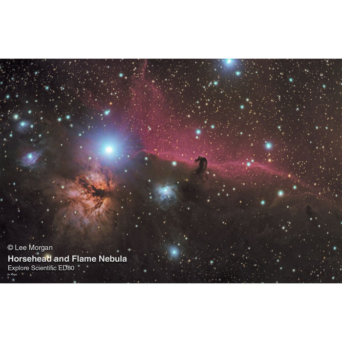 Image Captured Using Explore Scientific ED 80mm - FCD100 Series Air-Spaced Triplet Refractor Telescope Horsehead and Flame Nebula