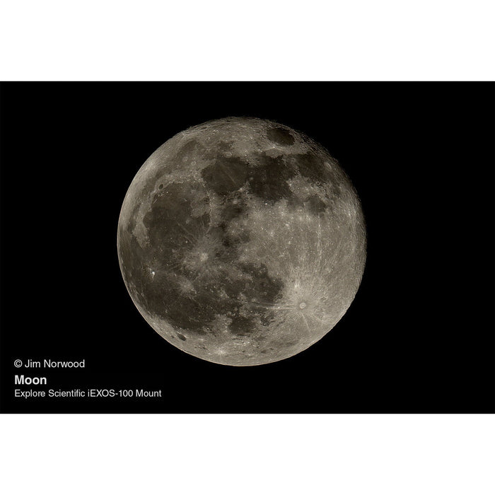 Image Captured Using Explore Scientific FirstLight 130mm f/4.6 Newtonian Telescope with iEXOS-100 PMC-Eight Equatorial Tracker System Full Moon