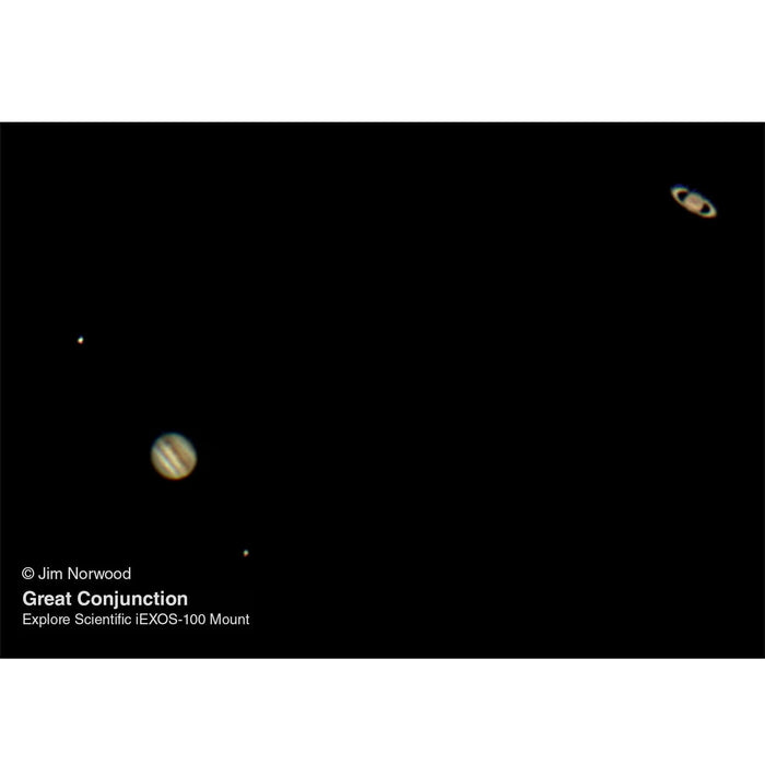 Image Captured Using Explore Scientific FirstLight 130mm f/4.6 Newtonian Telescope with iEXOS-100 PMC-Eight Equatorial Tracker System Great Conjunction