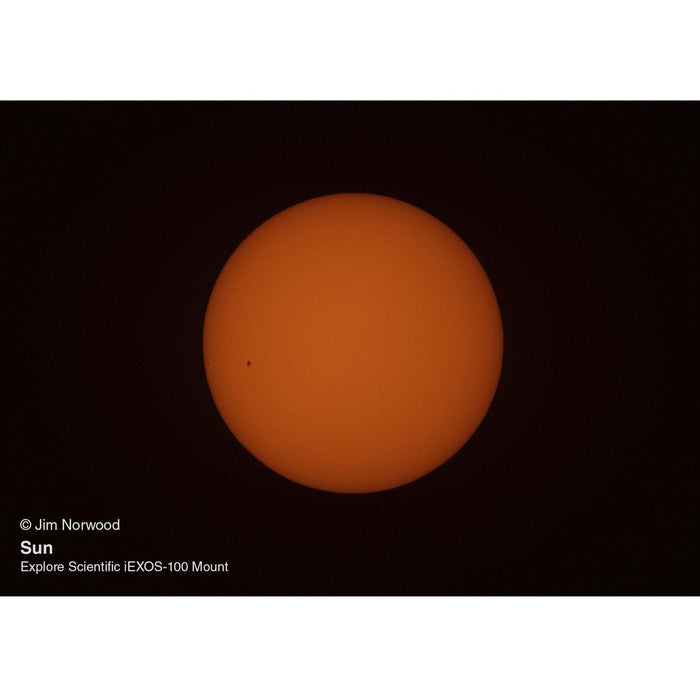 Image Captured Using Explore Scientific FirstLight 130mm f/4.6 Newtonian Telescope with iEXOS-100 PMC-Eight Equatorial Tracker System Sun
