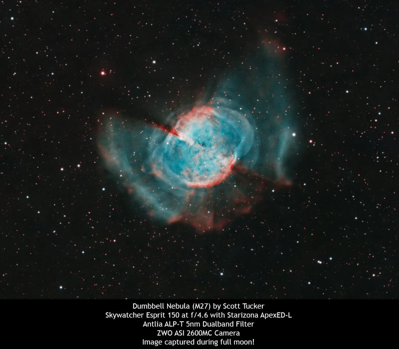 Image Captured Using Starizona Apex ED 0.65x Reducer / Flattener Lens S-Version Dumbbell Nebula