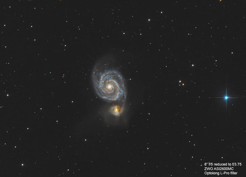 Image Captured Using Starizona Nexus 0.75x Newtonian Focal Reducer-Coma Corrector Lens Whirlpool