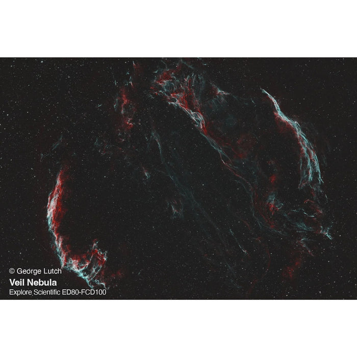 Image Taken Using the Explore Scientific ED80-FCD100 Series Air-Spaced Triplet Refractor Telescope with iEXOS-100-2 Solar Photography Starter Package - Astrophotography George Lutch Veil Nebula