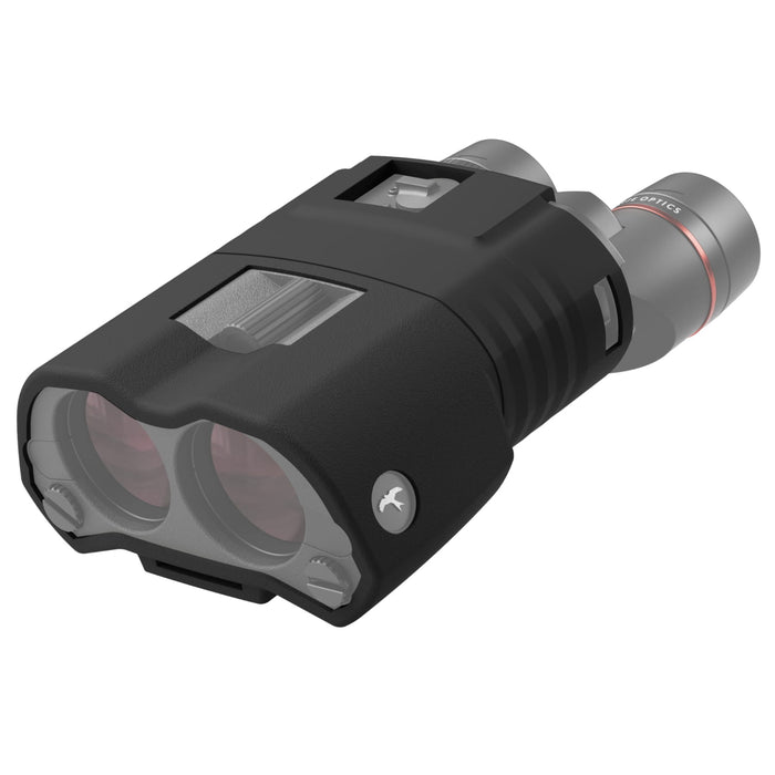 Kite Optics APC 42 ED Full Black Silicon Binocular Jacket - Three-Quarter Front View Showing The Protective Black Silicon Jacket, Binocular Objective Lenses, And Textured Exterior
