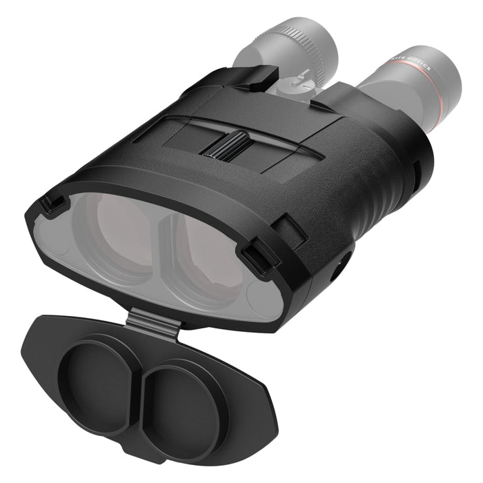 Kite Optics APC 50 Full Black Silicon Binocular Jacket - K280086 - Angled Front View With Open Lens Covers