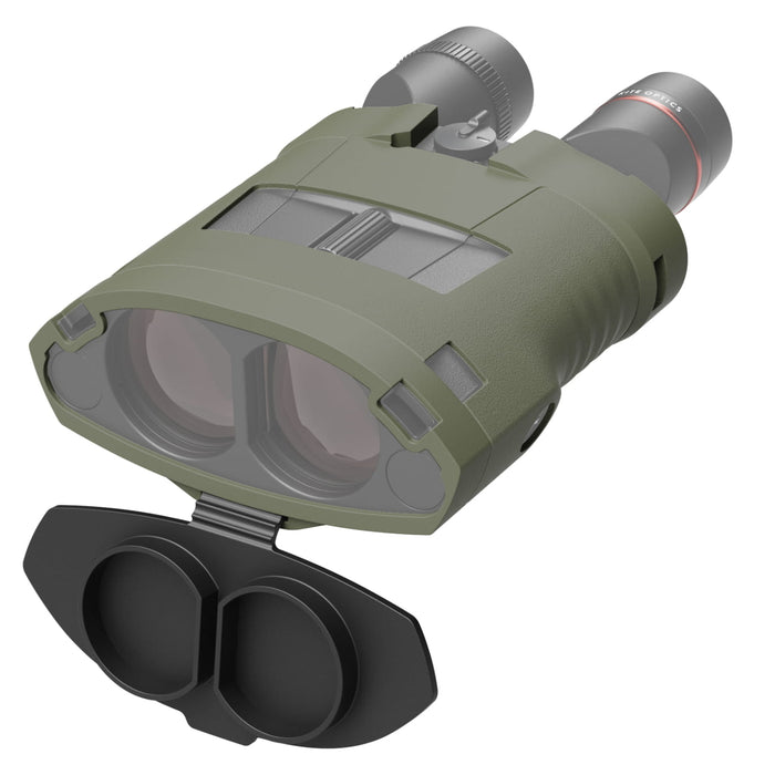 Kite Optics APC 50 Sage Green Silicon Binocular Jacket - K280116 - Angled Front View With Open Lens Covers