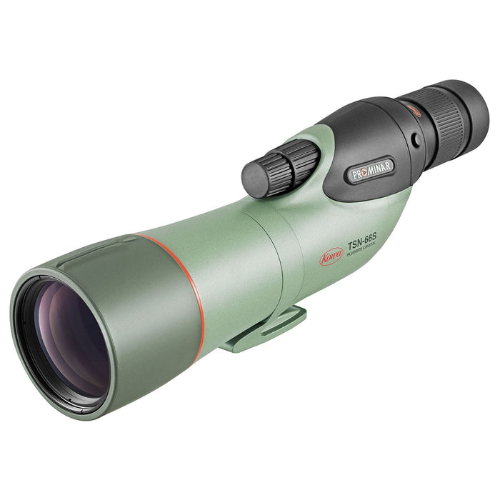 Kowa TSN-66S Prominar 25-60X66mm Straight Spotting Scope Zoom Kit Top Left of Scope Body and Objective Lens