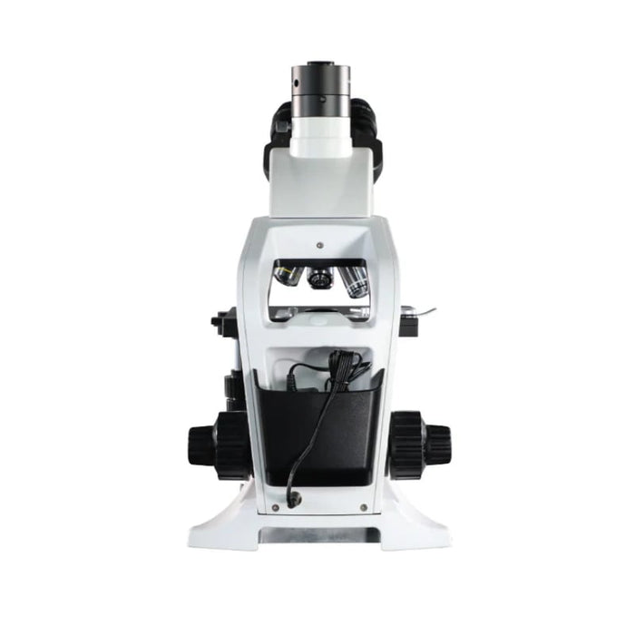 LW Scientific Innovation Biological Trinocular Microscope with 4 Infinity Plan Objectives - Body Back View Profile