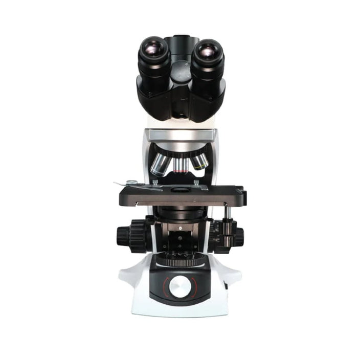LW Scientific Innovation Biological Trinocular Microscope with 4 Infinity Plan Objectives - Body Front View Profile