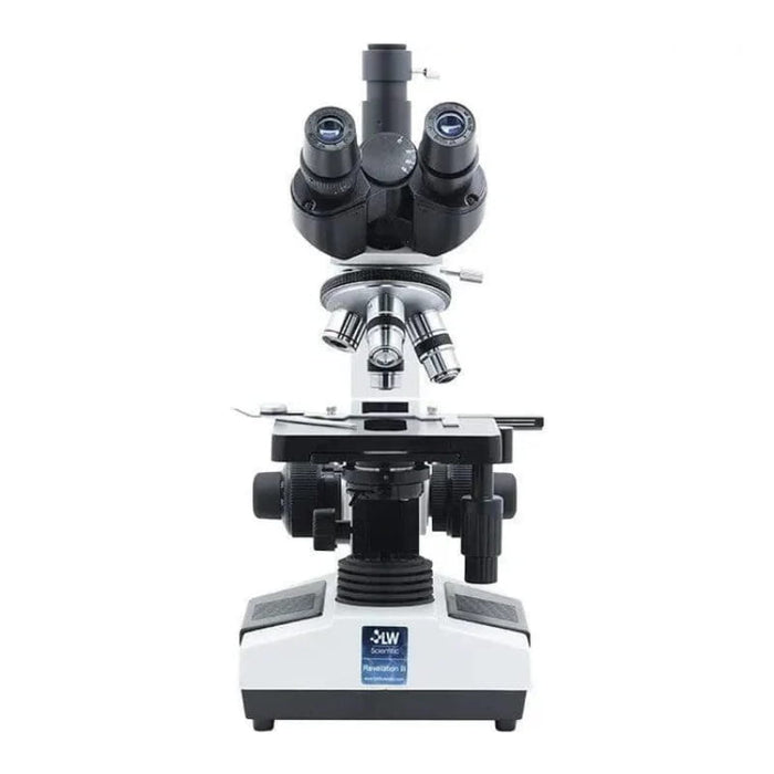 LW Scientific Revelation III Portable USB-Powered Trinocular Microscope - Body Front View Profile