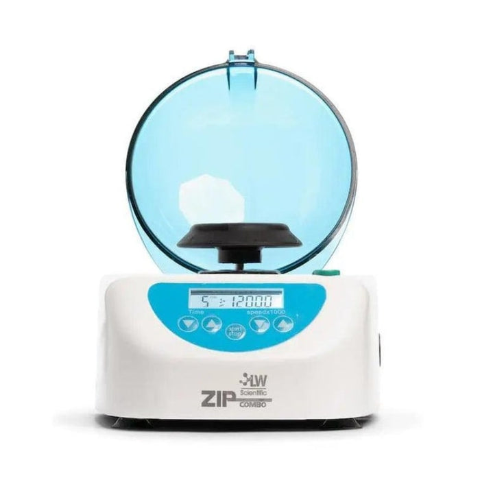 LW Scientific ZipCombo Centrifuge with 6-Place Microtube Rotor - Front View Profile Lid Open