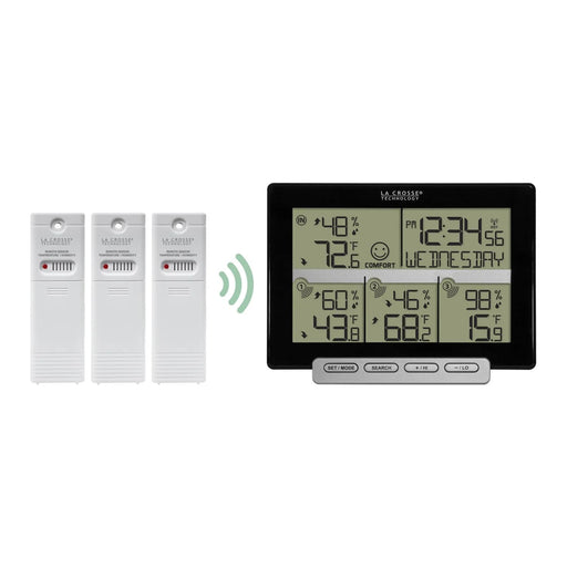 La Crosse Technology 308-1412-3TX Weather Station with Time, Date, Indoor Temperature and Humidity 3 Outdoor Sensors 