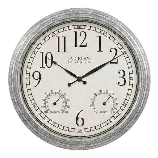 La Crosse Technology 433-3236 14-inch Silas In/Outdoor Wall Clock with Temp and Humidity