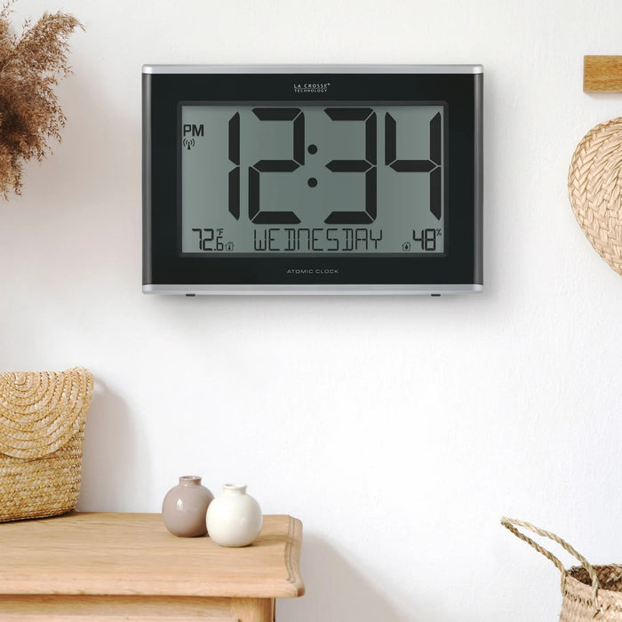 La Crosse Technology 513-05867- INT Jumbo Atomic Wall Clock with Indoor Temp and Humidity Lifestyle Photo Indoors