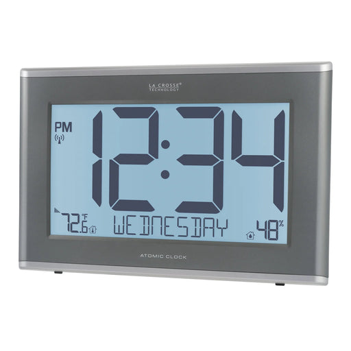 La Crosse Technology 513-21867 -INT Jumbo Atomic Wall Clock with Indoor Temp, Humidity and Backlight Body Side Profile Left