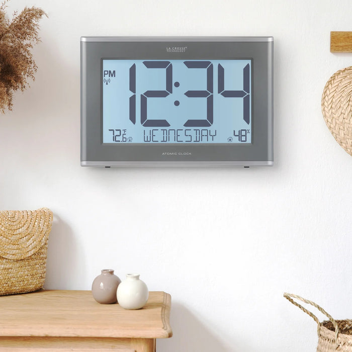 La Crosse Technology 513-21867 -INT Jumbo Atomic Wall Clock with Indoor Temp, Humidity and Backlight Lifestyle Photo Indoors