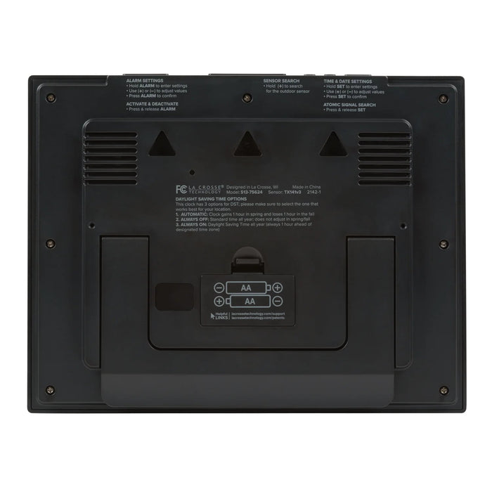 La Crosse Technology 513-75624-INT Atomic Digital Wall Clock Body Back Profile