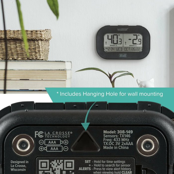 La Crosse Technology Dual Temperature Station with Magnetic Back Hanging Hole