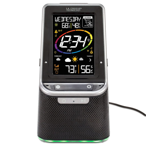La Crosse Technology S87078 Wireless Weather Station with Bluetooth Speaker, Atomic Time and Date