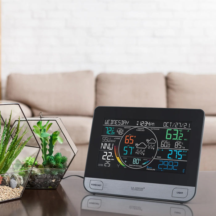 La Crosse Technology V61 (C75716) Complete Personal Remote Monitoring Wi-Fi Weather Station Lifestyle Photo Indoors