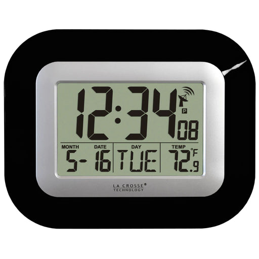 La Crosse Technology WT-8005U-B-INT Atomic Digital Wall Clock with Indoor Temperature and Date