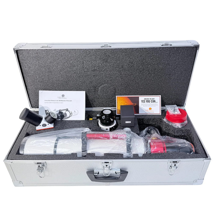 Lunt LS100MT Standard Kit - 100mm f/6.5 Hydrogen-Alpha Solar Telescope - Inside Hard Case