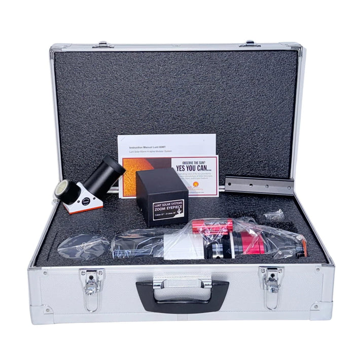 Lunt LS60MT Premium Kit - 60mm f/6 Double Stack Modular Telescope - Inside Hard Case