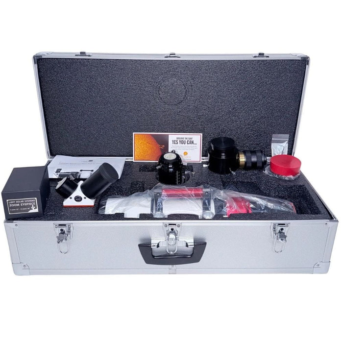 Lunt LS80MT Premium Kit - 80mm f/7 Double Stack Modular Telescope - Inside Hard Case