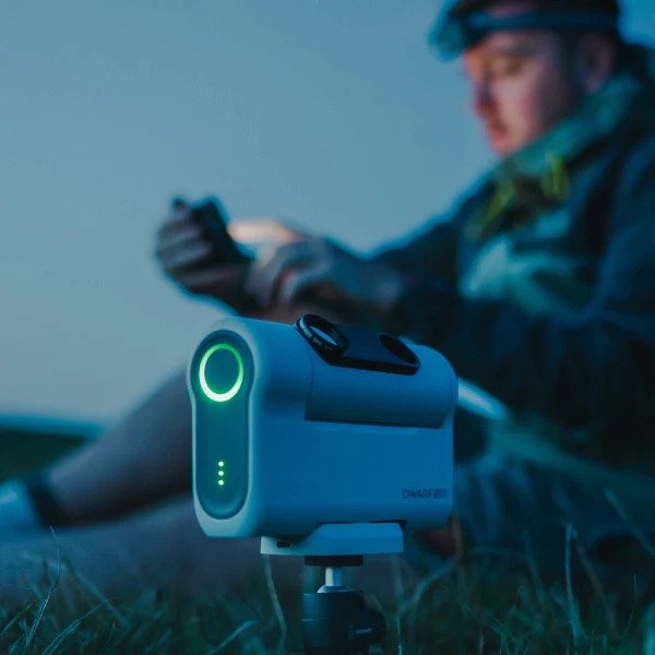 Man Imaging the Night Sky with DWARF II Smart Telescope