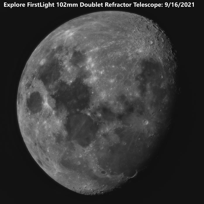 Moon Captured Using Explore Scientific FirstLight 102mm f/9.8 Doublet Refractor Telescope w/ EXOS EQ Nano Mount Ultimate Bundle